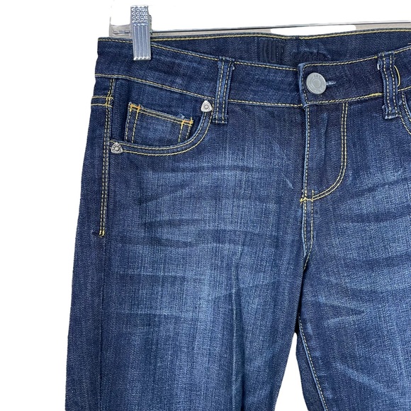 Kut From The Kloth Baby Bootcut Embroidered Dark Blue Denim Jeans 5-Pocket Nice - Picture 9 of 13